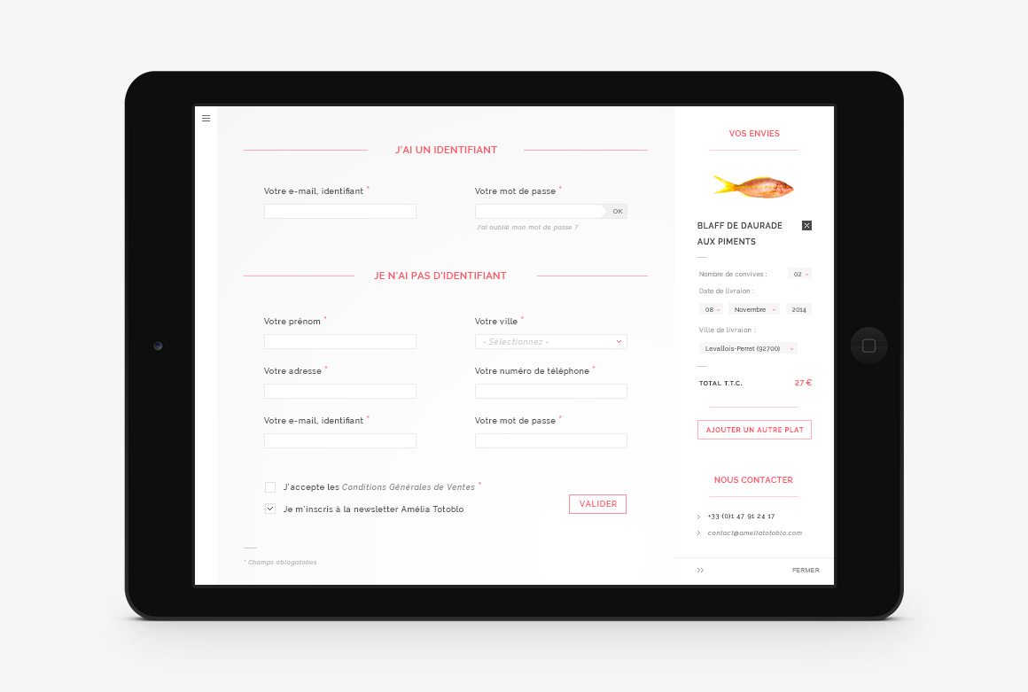 Sheet product webdesign of Amélia Totoblo, e-commerce website focus on Caribbean gastronomy
and created by Antoine Desmeliers