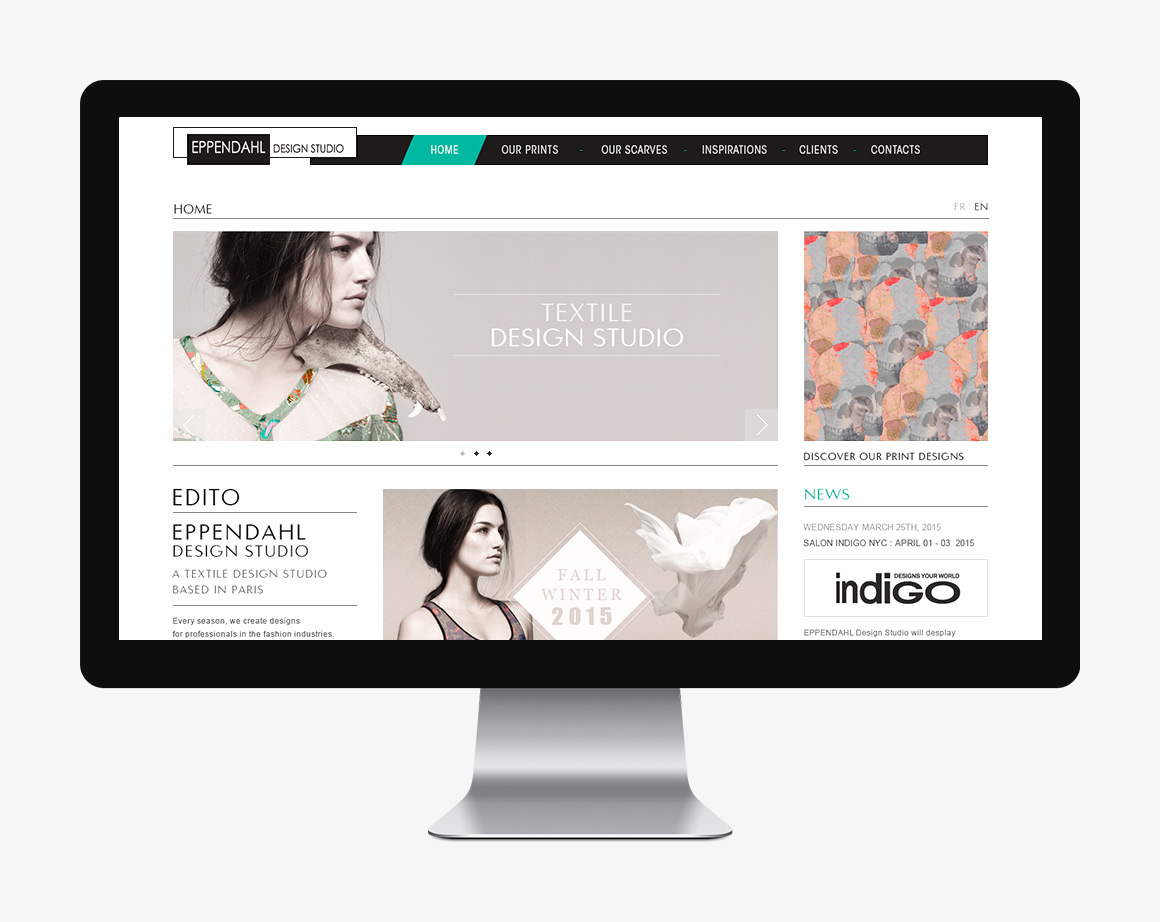 Home page webdesign of Eppendahl design studio, responsive webdesign created
by Antoine Desmeliers, Clémence Gerardin Makeieff and Marina Rossi