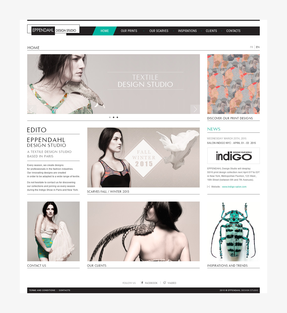 Home page webdesign of Eppendahl design studio, responsive webdesign created
by Antoine Desmeliers, Clémence Gerardin Makeieff and Marina Rossi
