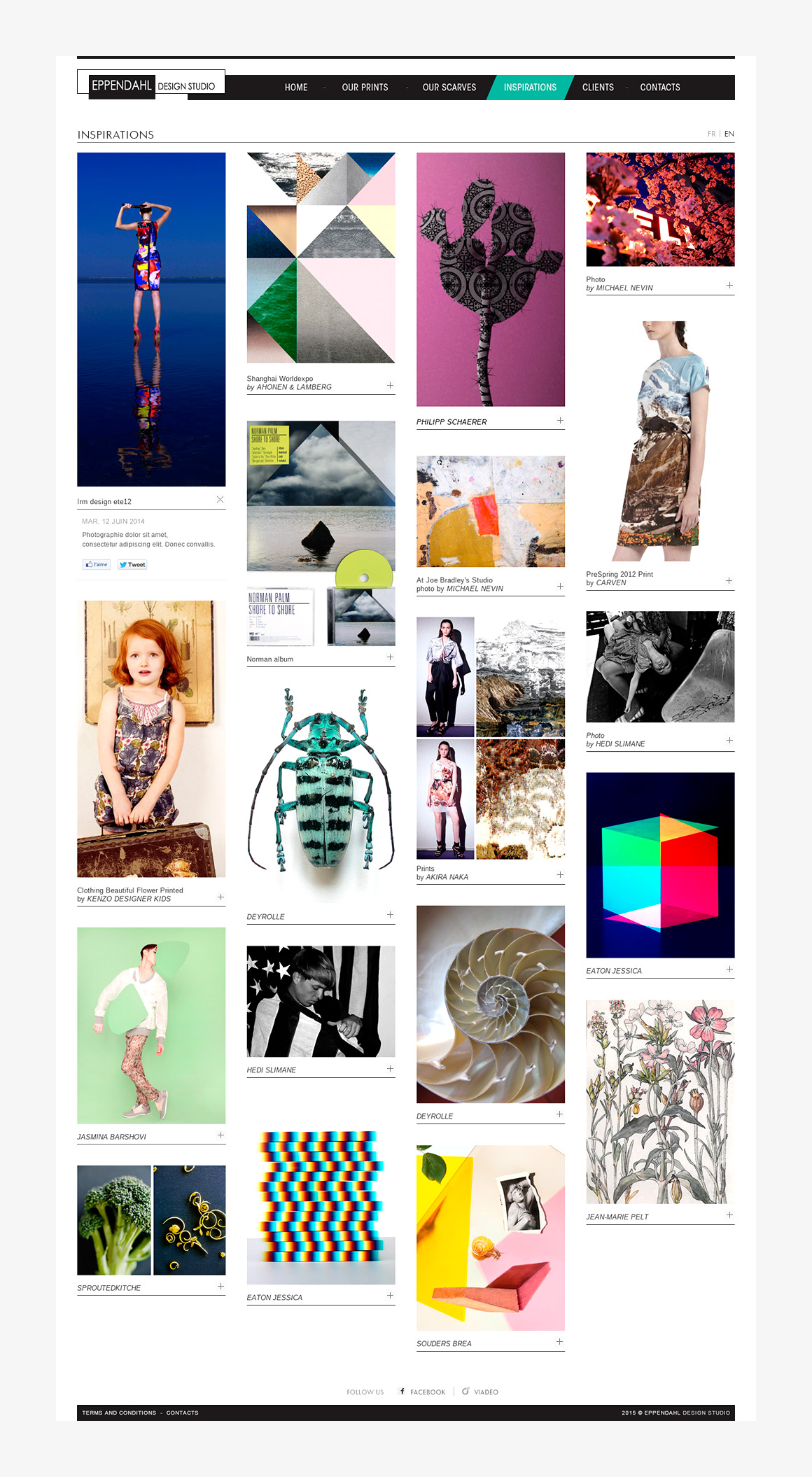 Inspirations page webdesign of Eppendahl design studio, responsive webdesign created
by Antoine Desmeliers, Clémence Gerardin Makeieff and Marina Rossi