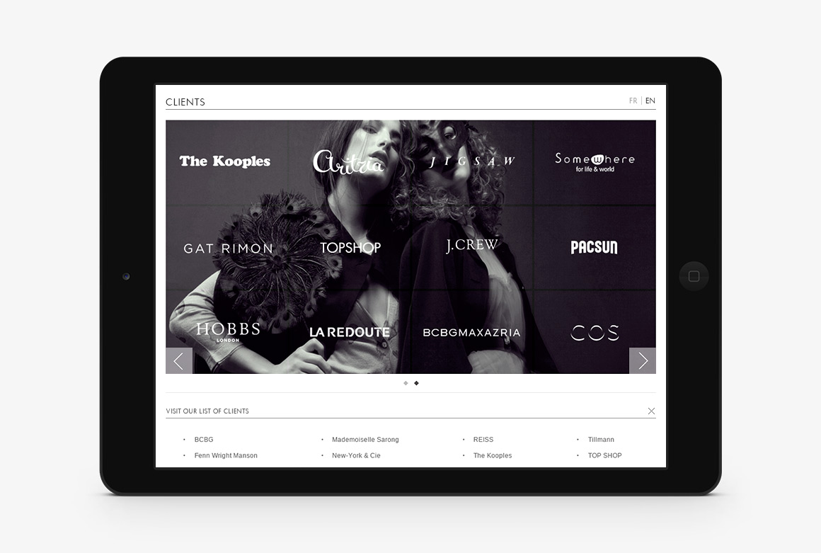 Clients page webdesign of Eppendahl design studio, responsive webdesign created
by Antoine Desmeliers, Clémence Gerardin Makeieff and Marina Rossi