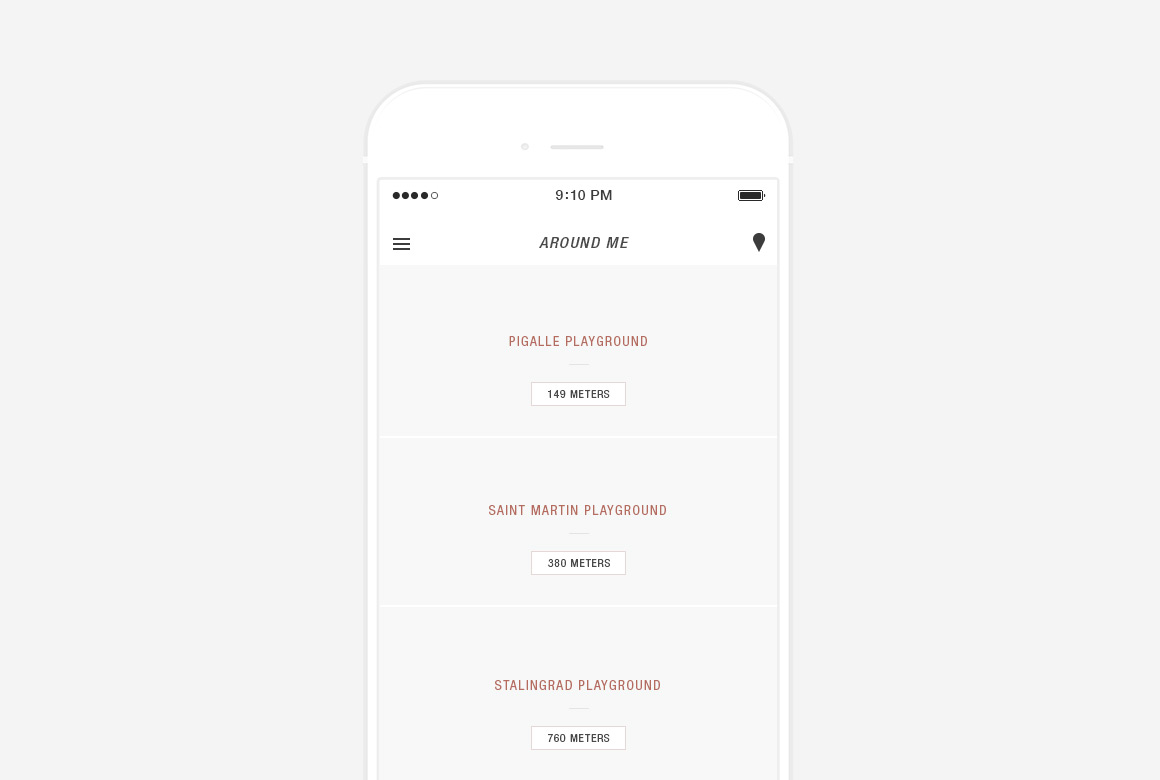 Home page wireframe of Playground, basketball app mobile created by Antoine Desmeliers, Antoine Plu,
Vincent Desdoigts et Claire Coloma