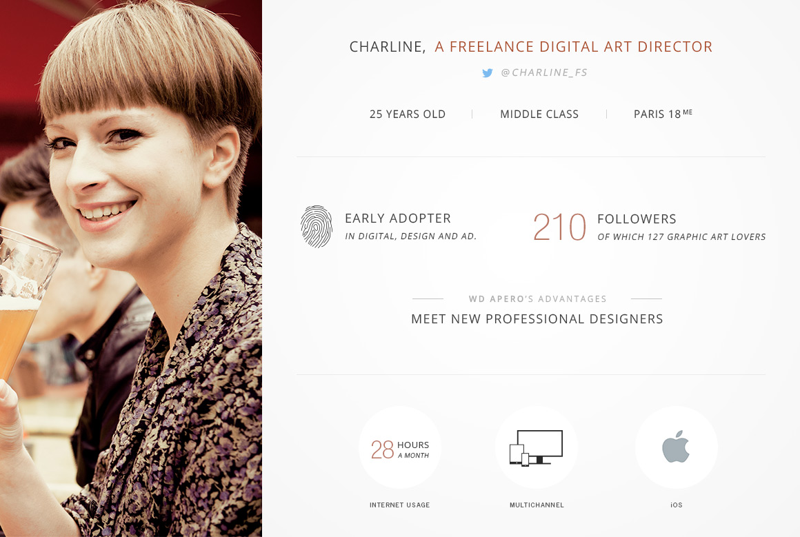 Persona of WD apéro, a community website created by Antoine Desmeliers, Antoine Plu,
Vincent Desdoigts et Claire Coloma